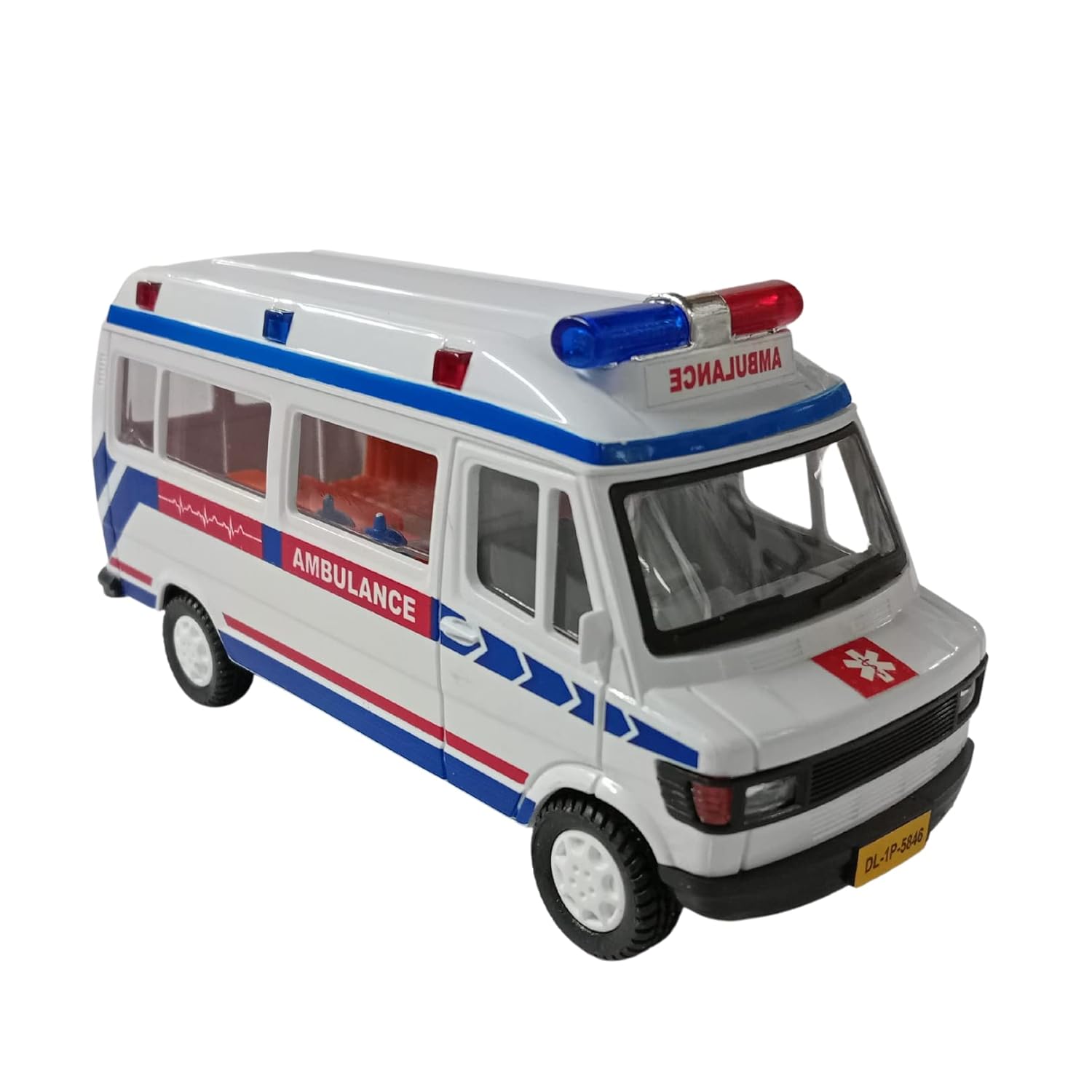 Ambulance Pull Back Toy (White, 1:4 Scale)